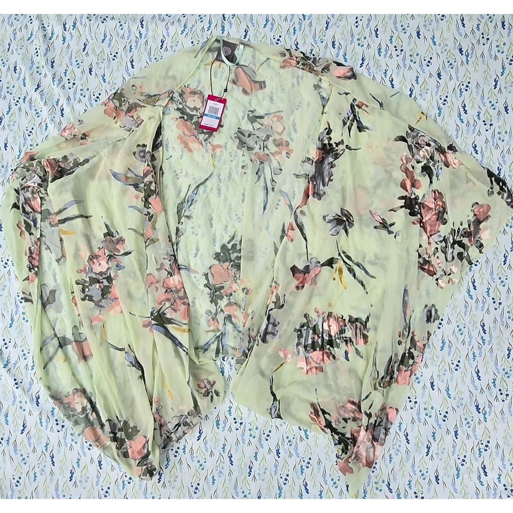 Vince Camuto Mint Floral Chiffon One Size Kimono Cardigan Lightweight Boho